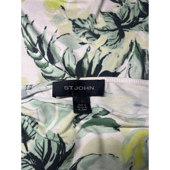 St. John Pained Leaves Print Blouse Boatneck Long Sleeve Ladies Size Large Top - Picture 4 of 7